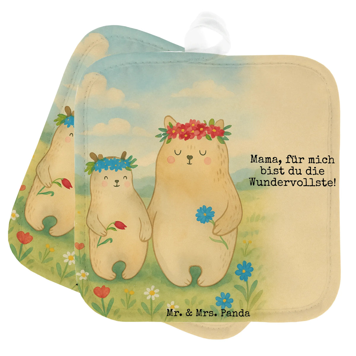 Pot holder Bears with flower crown Design Topflappen, Topflappen Set, 2er Set Topflappen, Topfuntersetzer, Topflappenset, Kochlappen, Zwei Topflappen, Topflappen 2er Set, Topflappen im Doppelpack, Ofenlappen, Doppel Topflappen, topfhalter, Muttertag, Vatertag, Mama, Papa, Oma, Opa, Familie, Schwester, Bruder, Weltbeste Mama, Mami, Töchter, Vorbild, Beste Mutter, Kinder, Mutti, Family, Bär, Bären, Lieblingsmama, Geschenk Mama. Muttertag, Mutter, Kind, Lieblingsmensch, Tochter