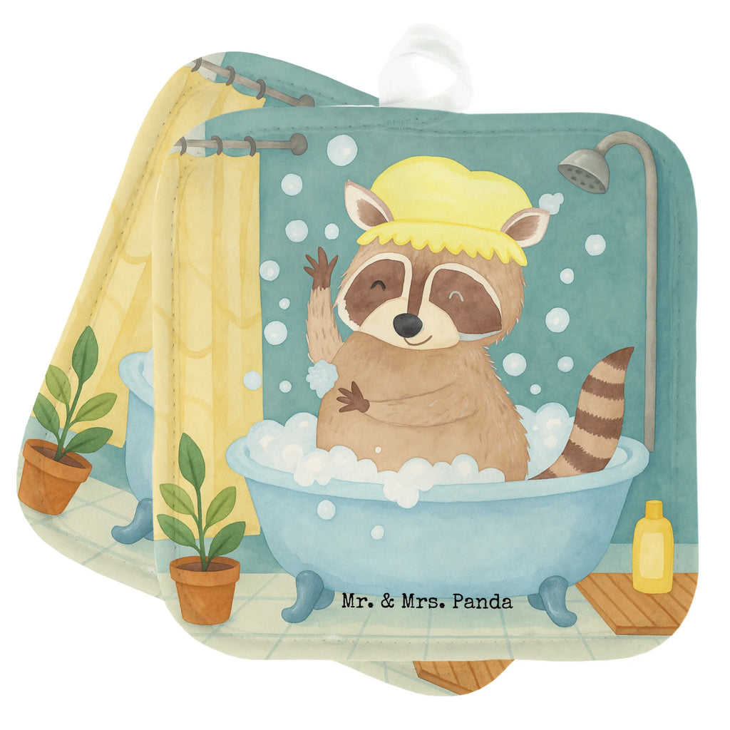 2-elementowy zestaw podkładek pod garnki Szop pracz Design Topflappen, Topfuntersetzer, Ofenhandschuh, Topflappen Set, Topflappen lustig, Topflappen mit Spruch, Ofenhandschuhe, Topfhandschuhe, Topfhandschuh, Topflappenset, Topflappen 2er Set, Schöne Topflappen, Tiermotive, Gute Laune, lustige Sprüche, Tiere, Waschbär, Tagträumen, Plan, Fröhlich, waschen, Seifenblasen