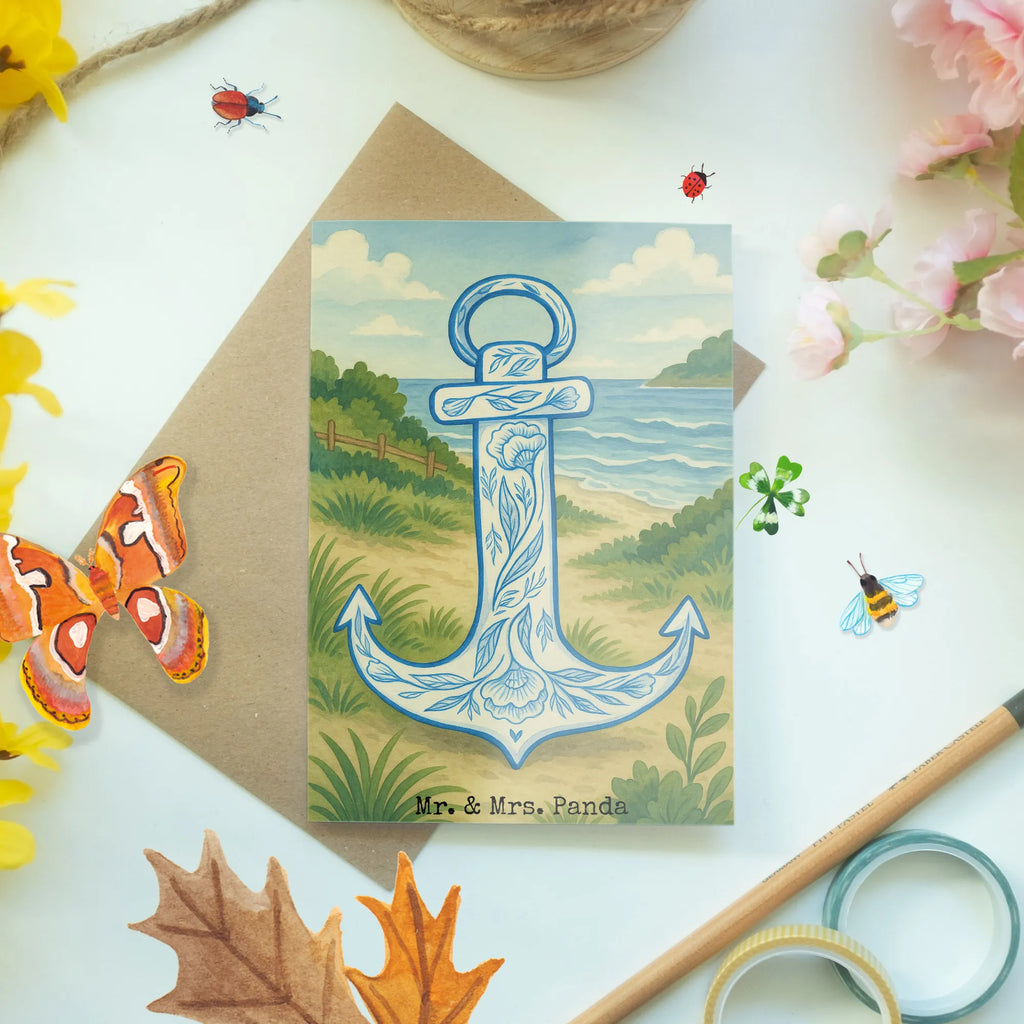 Greetings card anchor Blue Design Grußkarte, Klappkarte, Einladungskarte, Glückwunschkarte, Hochzeitskarte, Geburtstagskarte, Karte, Ansichtskarten, Tiermotive, Gute Laune, lustige Sprüche, Tiere