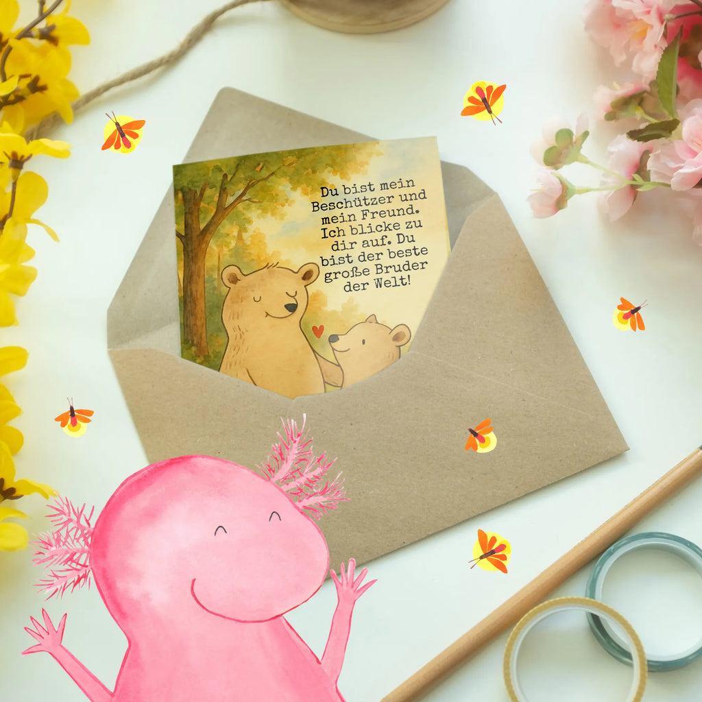 Kartka okolicznościowa Niedźwiedź Starszy brat Design Grußkarte, Klappkarte, Einladungskarte, Glückwunschkarte, Hochzeitskarte, Geburtstagskarte, Karte, Ansichtskarten, Familie, Vatertag, Muttertag, Bruder, Schwester, Mama, Papa, Oma, Opa, Großer Bruder, Geschwister, bester Bruder, Brudi, Bär, Bären