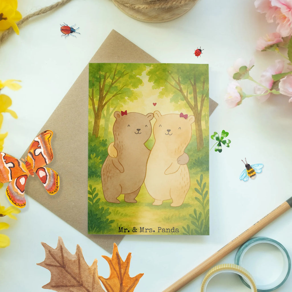 Greetings card bears sisters Design Grußkarte, Klappkarte, Einladungskarte, Glückwunschkarte, Hochzeitskarte, Geburtstagskarte, Karte, Ansichtskarten, Familie, Vatertag, Muttertag, Bruder, Schwester, Mama, Papa, Oma, Opa