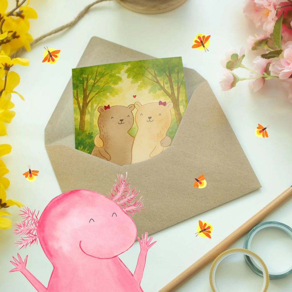 Greetings card bears sisters Design Grußkarte, Klappkarte, Einladungskarte, Glückwunschkarte, Hochzeitskarte, Geburtstagskarte, Karte, Ansichtskarten, Familie, Vatertag, Muttertag, Bruder, Schwester, Mama, Papa, Oma, Opa