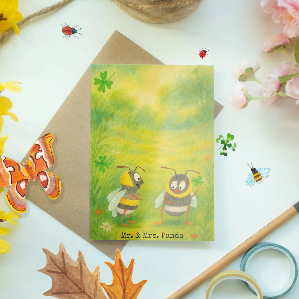 Greetings card bumblebees shamrock Design Grußkarte, Klappkarte, Einladungskarte, Glückwunschkarte, Hochzeitskarte, Geburtstagskarte, Karte, Ansichtskarten, Tiermotive, Gute Laune, lustige Sprüche, Tiere, Hummel, Biene, Spruch positiv, Biene Deko, Spruch schön, glücklich sein, glücklich werden, Spruch fröhlich