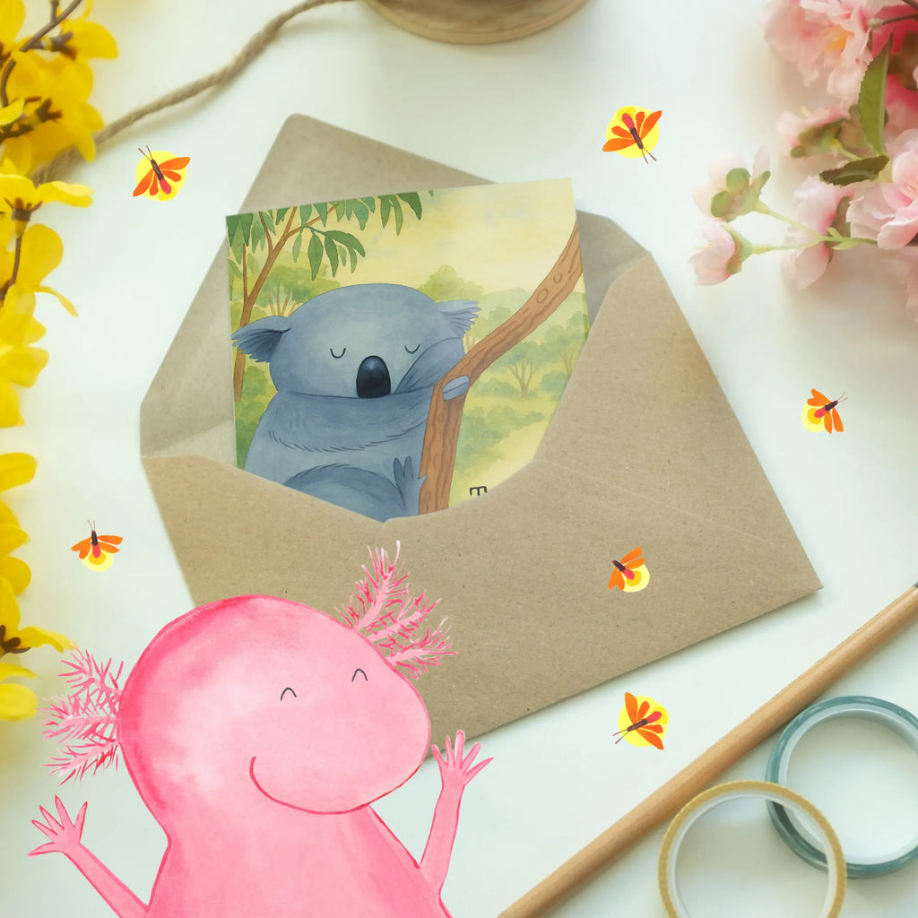 Greetings card koala Design Grußkarte, Klappkarte, Einladungskarte, Glückwunschkarte, Hochzeitskarte, Geburtstagskarte, Karte, Ansichtskarten, Tiermotive, Gute Laune, lustige Sprüche, Tiere, Koala, träumen, Traum, schlafen, Schlafzimmer, Traumland, Bär, Koalabär
