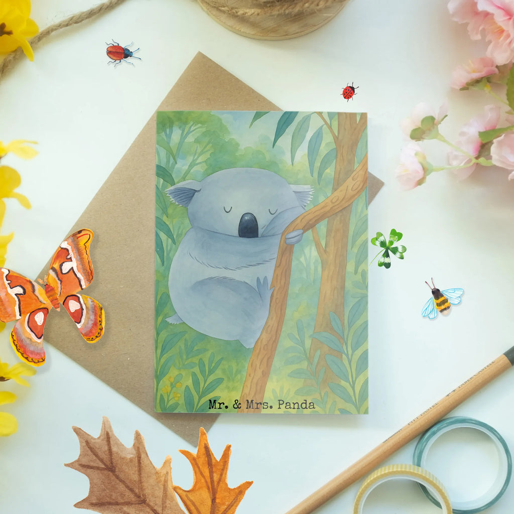 Greetings card koala Design Grußkarte, Klappkarte, Einladungskarte, Glückwunschkarte, Hochzeitskarte, Geburtstagskarte, Karte, Ansichtskarten, Tiermotive, Gute Laune, lustige Sprüche, Tiere, Koala, träumen, Traum, schlafen, Schlafzimmer, Traumland, Bär, Koalabär
