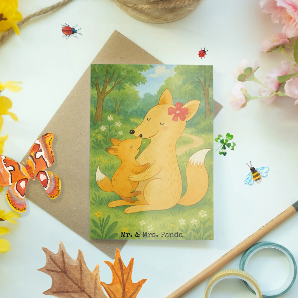 Greetings card Fox mummy Design Grußkarte, Klappkarte, Einladungskarte, Glückwunschkarte, Hochzeitskarte, Geburtstagskarte, Karte, Ansichtskarten, Familie, Vatertag, Muttertag, Bruder, Schwester, Mama, Papa, Oma, Opa, Mutter, Tochter, Lieblingstochter, Beste Tochter, Geschenk