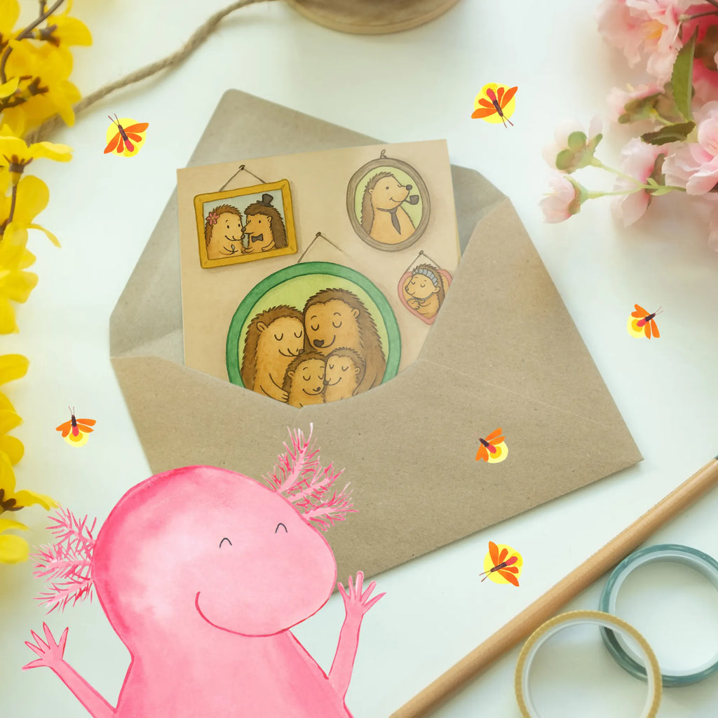 Greetings card Hedgehog family Design Klappkarte, Glückwunschkarte, Ansichtskarten, Grußkarte, Geburtstagskarte, Hochzeitskarte, Karte, Einladungskarte, Familie, Vatertag, Muttertag, Bruder, Schwester, Mama, Papa, Oma, Opa, Liebe, Igel, Zusammenhalt, Glück, Bilder
