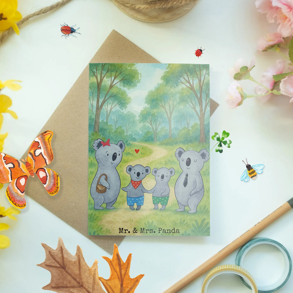 Greetings card Koala family with two kids Design Geburtstagskarte, Klappkarte, Hochzeitskarte, Karte, Einladungskarte, Grußkarte, Ansichtskarten, Glückwunschkarte, Familie, Vatertag, Muttertag, Bruder, Schwester, Mama, Papa, Oma, Opa, Familienleben, Koalabär, Familienzeit, Koalafamilie, Koala, Lieblingsfamilie, beste Familie