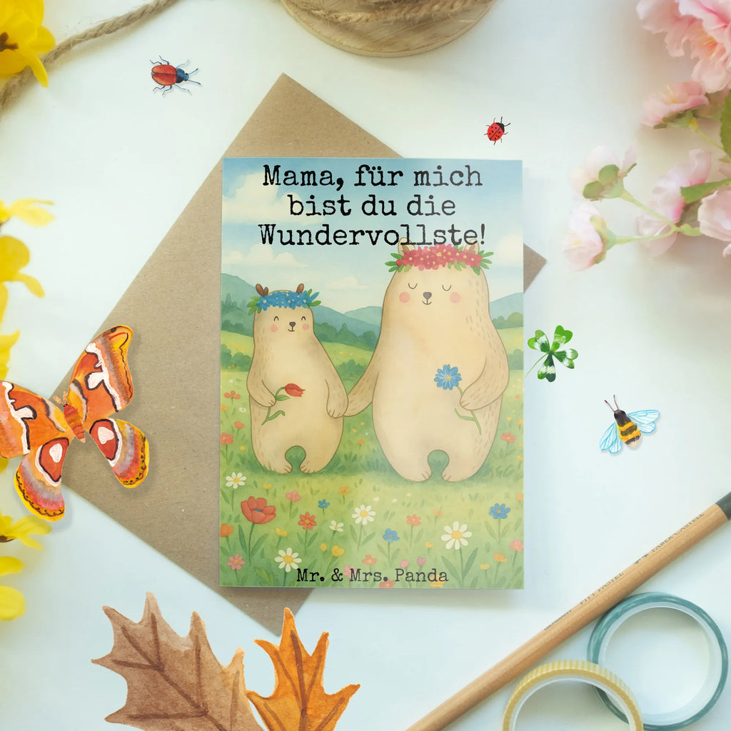 Greetings card Bears with flower crown Design Grußkarte, Klappkarte, Einladungskarte, Glückwunschkarte, Hochzeitskarte, Geburtstagskarte, Karte, Ansichtskarten, Familie, Vatertag, Muttertag, Bruder, Schwester, Mama, Papa, Oma, Opa, Bär, Bären, Mutter, Mutti, Mami, Lieblingsmensch, Lieblingsmama, beste Mutter, weltbeste Mama, Geschenk Mama. Muttertag, Tochter, Kind, Kinder, Töchter, Family, Vorbild