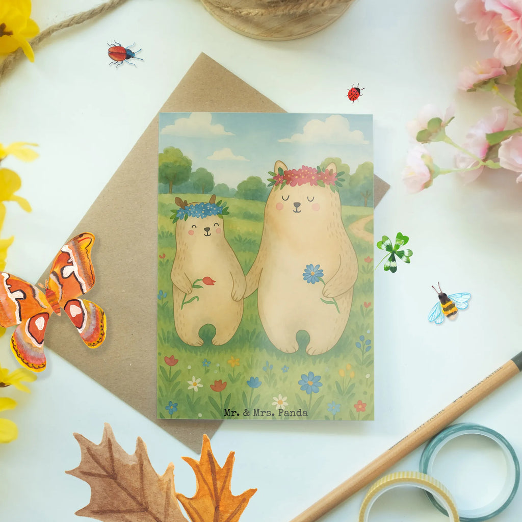 Greetings card Bears with flower crown Design Grußkarte, Klappkarte, Einladungskarte, Glückwunschkarte, Hochzeitskarte, Geburtstagskarte, Karte, Ansichtskarten, Familie, Vatertag, Muttertag, Bruder, Schwester, Mama, Papa, Oma, Opa, Bär, Bären, Mutter, Mutti, Mami, Lieblingsmensch, Lieblingsmama, beste Mutter, weltbeste Mama, Geschenk Mama. Muttertag, Tochter, Kind, Kinder, Töchter, Family, Vorbild