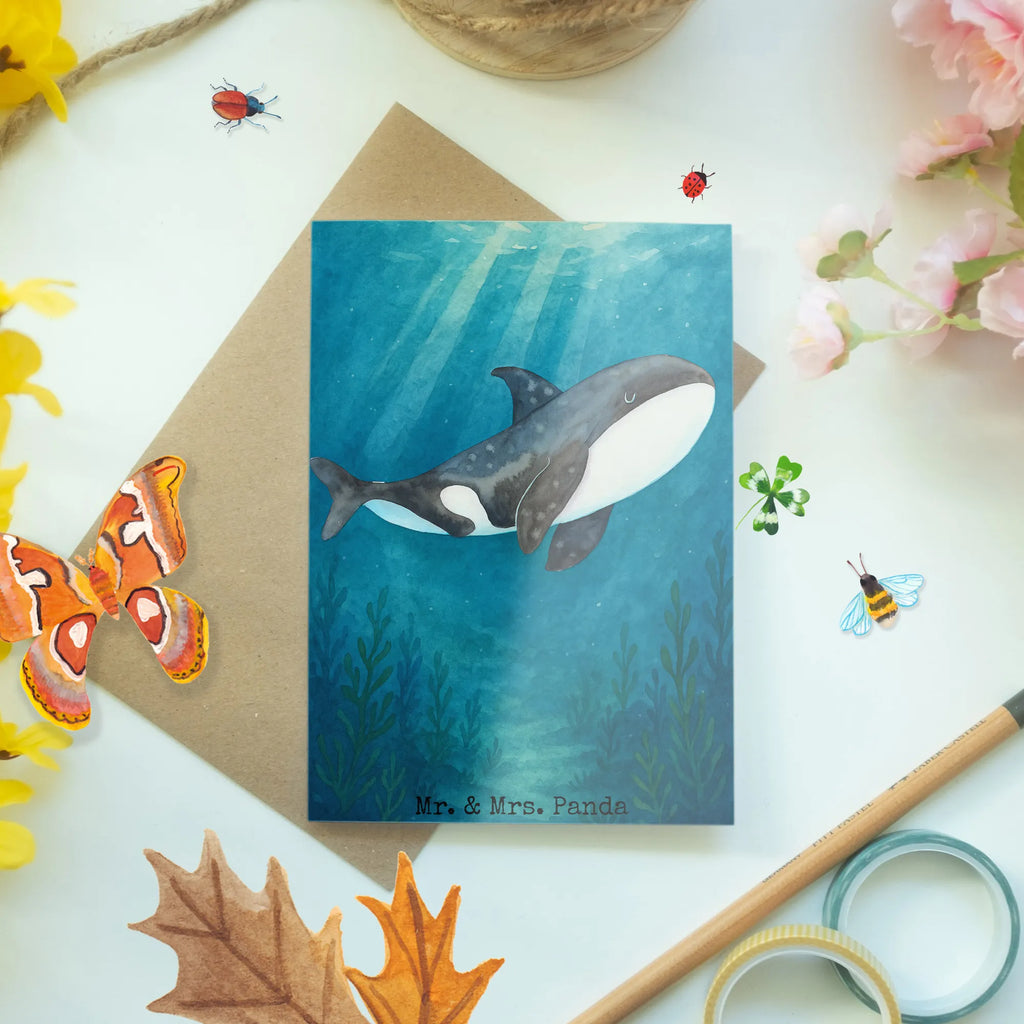 Greetings card Orca Design Grußkarte, Klappkarte, Einladungskarte, Glückwunschkarte, Hochzeitskarte, Geburtstagskarte, Karte, Ansichtskarten, Meerestiere, Meer, Urlaub, Orca, Orcas, Killerwal, Wal, Möglichkeiten, Büro, Arbeit, Motivation, Selbstliebe, Neustart, Startup