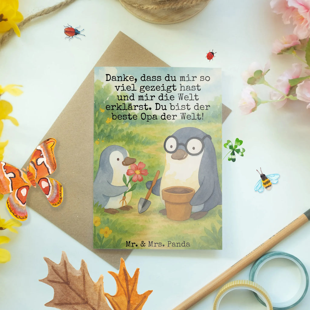 Greetings card Penguin grandpa planting flowers Design Einladungskarte, Hochzeitskarte, Klappkarte, Grußkarte, Karte, Ansichtskarten, Geburtstagskarte, Glückwunschkarte, Familie, Vatertag, Muttertag, Bruder, Schwester, Mama, Papa, Oma, Opa, Lieblingsopa, Großvater, bester Opa, Opi