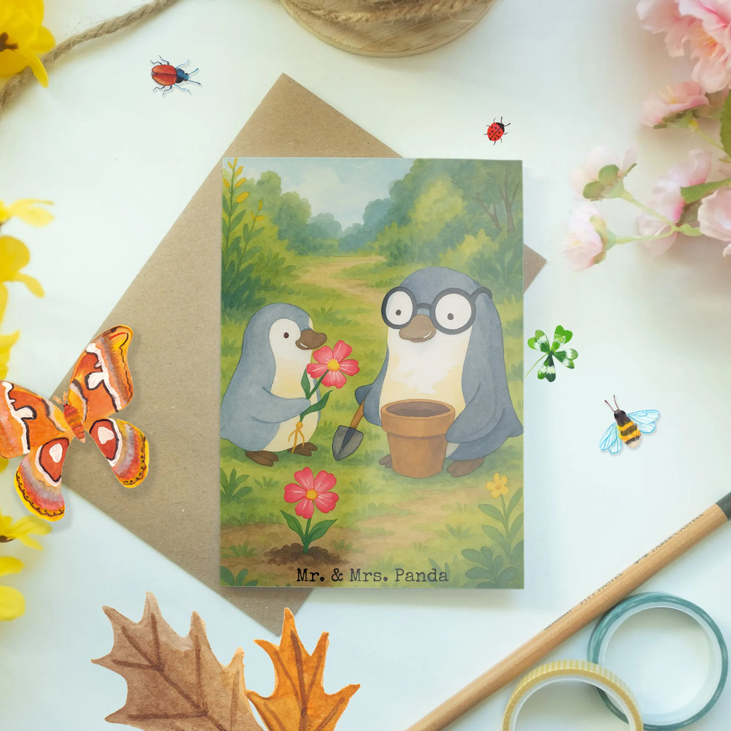 Greetings card Penguin grandpa planting flowers Design Einladungskarte, Hochzeitskarte, Klappkarte, Grußkarte, Karte, Ansichtskarten, Geburtstagskarte, Glückwunschkarte, Familie, Vatertag, Muttertag, Bruder, Schwester, Mama, Papa, Oma, Opa, Lieblingsopa, Großvater, bester Opa, Opi