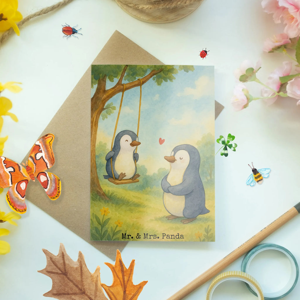 Greetings card Penguin and grandma swing  Design Grußkarte, Klappkarte, Einladungskarte, Glückwunschkarte, Hochzeitskarte, Geburtstagskarte, Karte, Ansichtskarten, Familie, Vatertag, Muttertag, Bruder, Schwester, Mama, Papa, Oma, Opa, beste Oma, Lieblingsoma, Geschenk für Oma, Omi, Großmutter