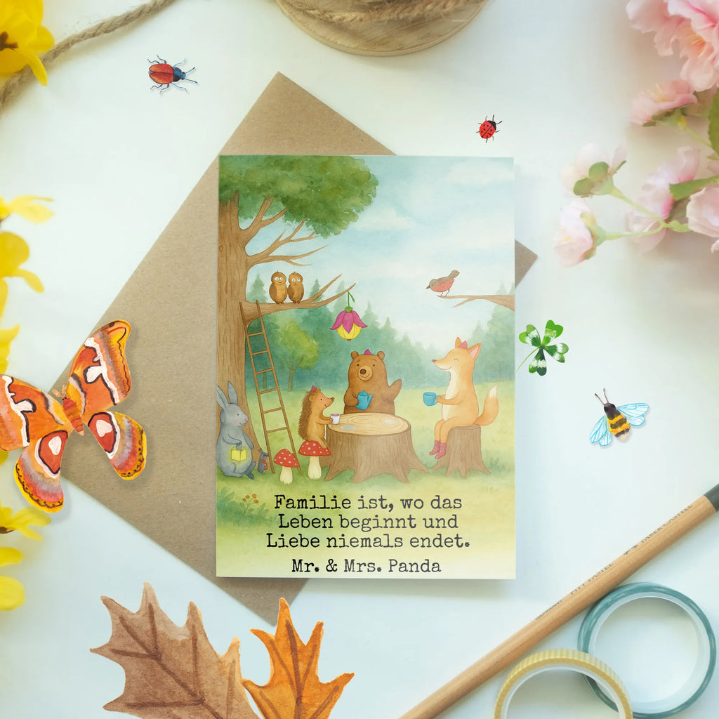 Greetings card forest animals picnic Design Grußkarte, Klappkarte, Einladungskarte, Glückwunschkarte, Hochzeitskarte, Geburtstagskarte, Karte, Ansichtskarten, Tiermotive, Gute Laune, lustige Sprüche, Tiere, Waldtiere, Picknick, Wald, Fuchs, Hase, Igel, Maus, Eichhörnchen