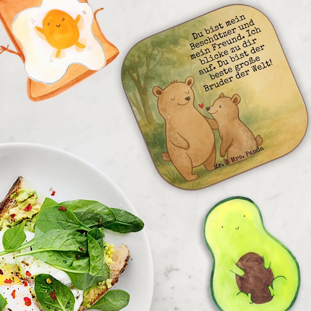 Square coaster bear Big Brother Design Getränkeuntersetzer, Untersetzer Holz, Glasuntersetzer, Untersetzer, Holzuntersetzer, Bierdeckel, Untersetzer Gläser, Korkuntersetzer, Untersetzer Design, Tassen Untersetzer, Untersetzer für Gläser, Untersetzer aus Holz, Familie, Vatertag, Muttertag, Bruder, Schwester, Mama, Papa, Oma, Opa, Großer Bruder, Brudi, Geschwister, Bär, Bären, bester Bruder