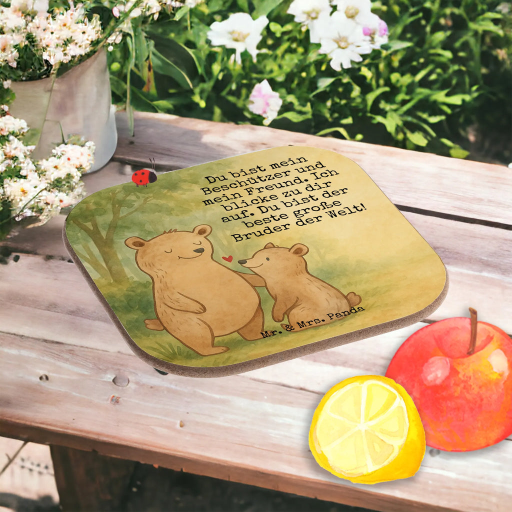 Square coaster bear Big Brother Design Getränkeuntersetzer, Untersetzer Holz, Glasuntersetzer, Untersetzer, Holzuntersetzer, Bierdeckel, Untersetzer Gläser, Korkuntersetzer, Untersetzer Design, Tassen Untersetzer, Untersetzer für Gläser, Untersetzer aus Holz, Familie, Vatertag, Muttertag, Bruder, Schwester, Mama, Papa, Oma, Opa, Großer Bruder, Brudi, Geschwister, Bär, Bären, bester Bruder