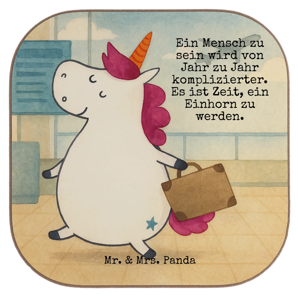 Square coaster unicorn Suitcase Design Untersetzer, Bierdeckel, Glasuntersetzer, Untersetzer Gläser, Getränkeuntersetzer, Untersetzer aus Holz, Untersetzer für Gläser, Korkuntersetzer, Untersetzer Holz, Holzuntersetzer, Tassen Untersetzer, Untersetzer Design, Einhorn, Einhörner, Einhorn Deko, Unicorn, unicorn, Koffer, Verreisen, Reise, Gepäck, Abenteuer, Erwachsen, Kind, albern, Spaß, lustig, witzig