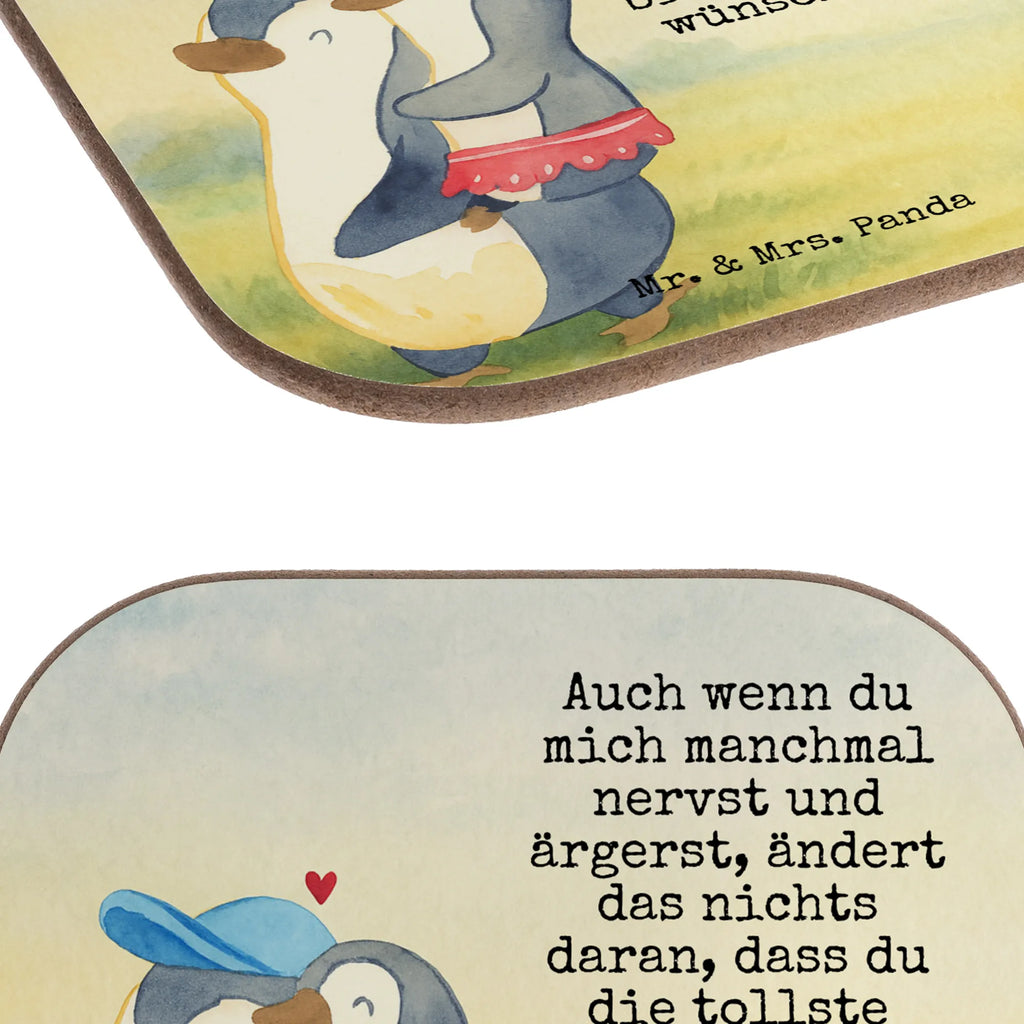 Square coaster Penguin little sister Design Untersetzer Gläser, Tassen Untersetzer, Bierdeckel, Korkuntersetzer, Glasuntersetzer, Untersetzer für Gläser, Untersetzer, Untersetzer Design, Untersetzer Holz, Untersetzer aus Holz, Holzuntersetzer, Getränkeuntersetzer, Familie, Vatertag, Muttertag, Bruder, Schwester, Mama, Papa, Oma, Opa