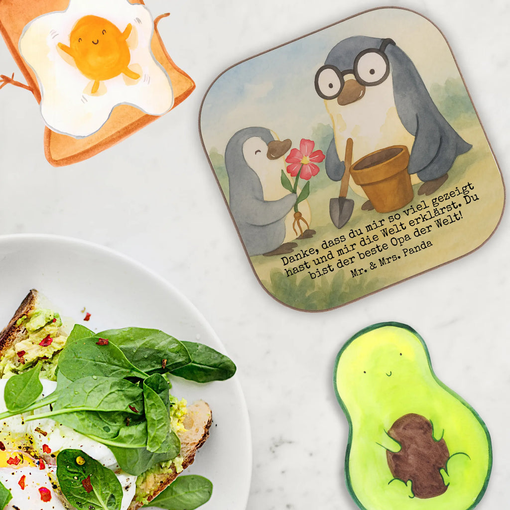 Untersetzer Pinguin Opa Blumen pflanzen Design