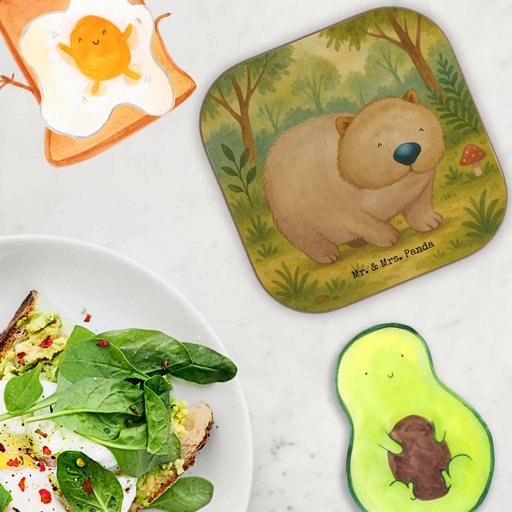 Square coaster Wombat Design Untersetzer, Bierdeckel, Glasuntersetzer, Untersetzer Gläser, Getränkeuntersetzer, Untersetzer aus Holz, Untersetzer für Gläser, Korkuntersetzer, Untersetzer Holz, Holzuntersetzer, Tassen Untersetzer, Untersetzer Design, Tiermotive, Gute Laune, lustige Sprüche, Tiere, Wombat, Das Leben ist schön, Motivation, Spruch, Australien