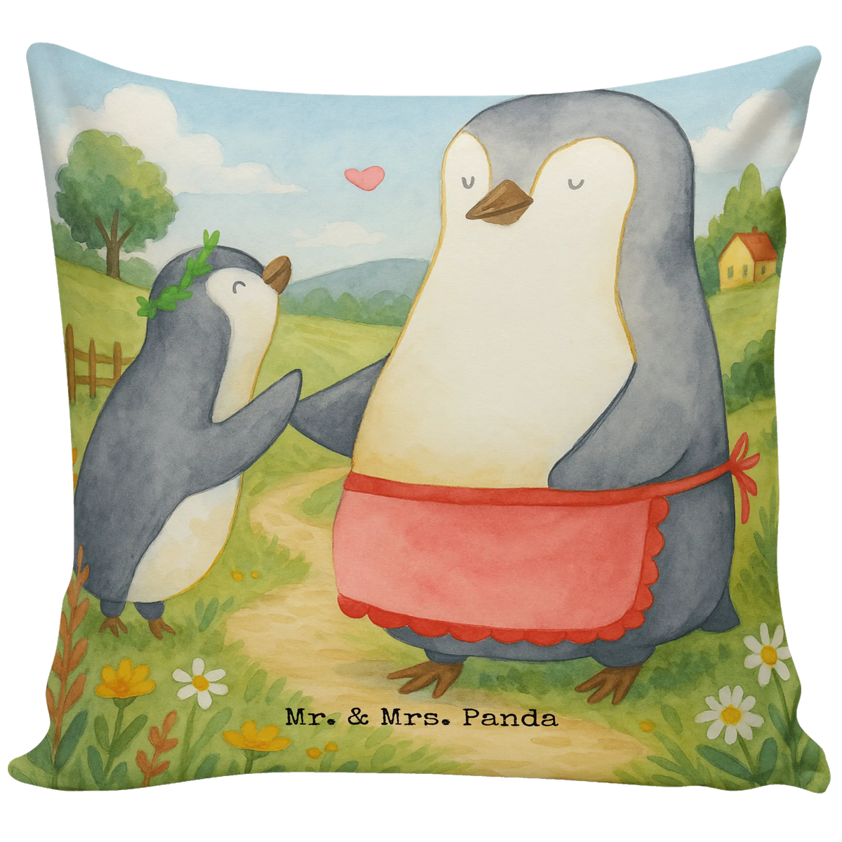 Cushion Penguin with child Design Father's Day, Mother's Day, Gift, Mummy, Mother, Birthday