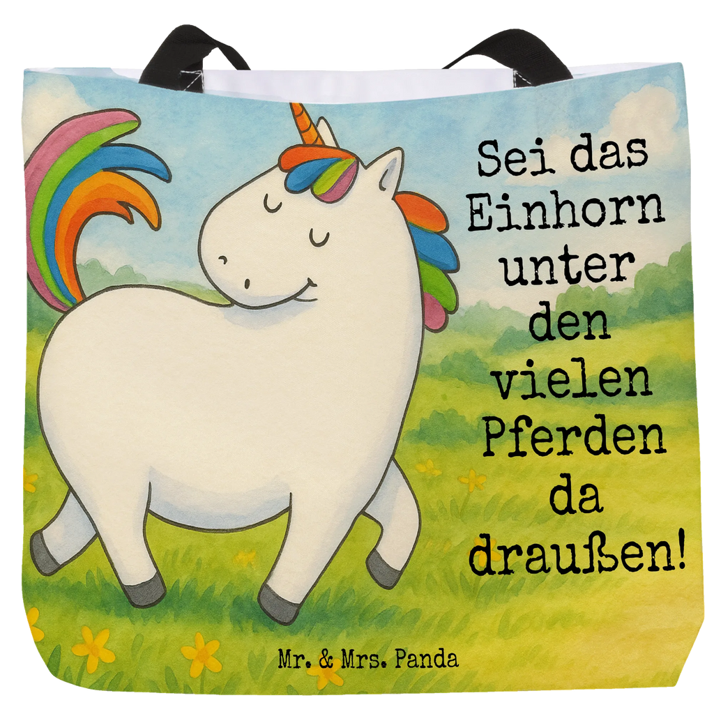 Shopper Einhorn Stolzieren Design Beutel, Einkaufstasche, Tasche, Strandtasche, Einkaufsbeutel, Shopper, Schultasche, Freizeittasche, Tragebeutel, Schulbeutel, Alltagstasche, Einhorn, Einhörner, Einhorn Deko, Unicorn, stolz, anders, bunt, Pferd, Reiter, Reiten, Freundin, Geschenk