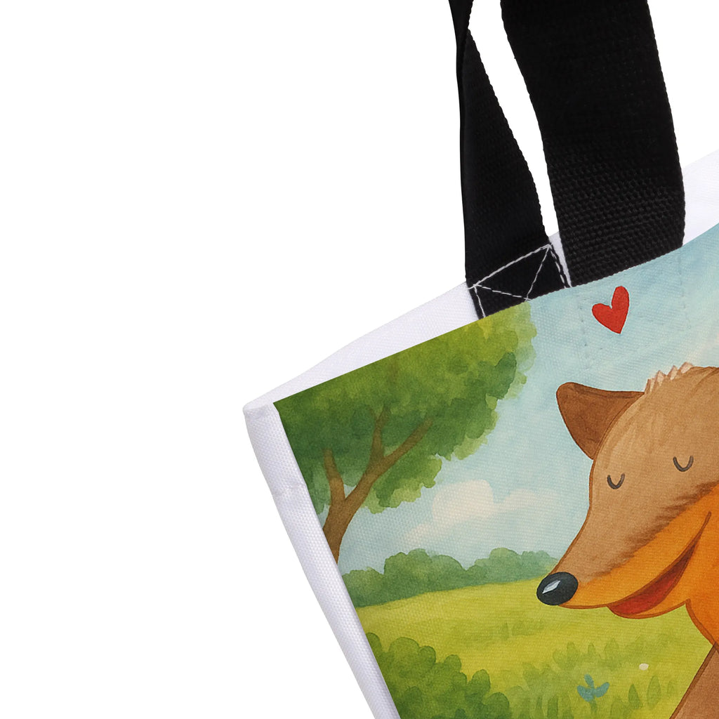 Shopper Hund Dackel Design Alltagstasche, Beutel, Tasche, Shopper, Freizeittasche, Strandtasche, Einkaufstasche, Einkaufsbeutel, Schulbeutel, Tragebeutel, Schultasche, Hund, Hundemotiv, Haustier, Hunderasse, Tierliebhaber, Hundebesitzer, Sprüche, Hunde, happy dog, Dachshund, Dackel