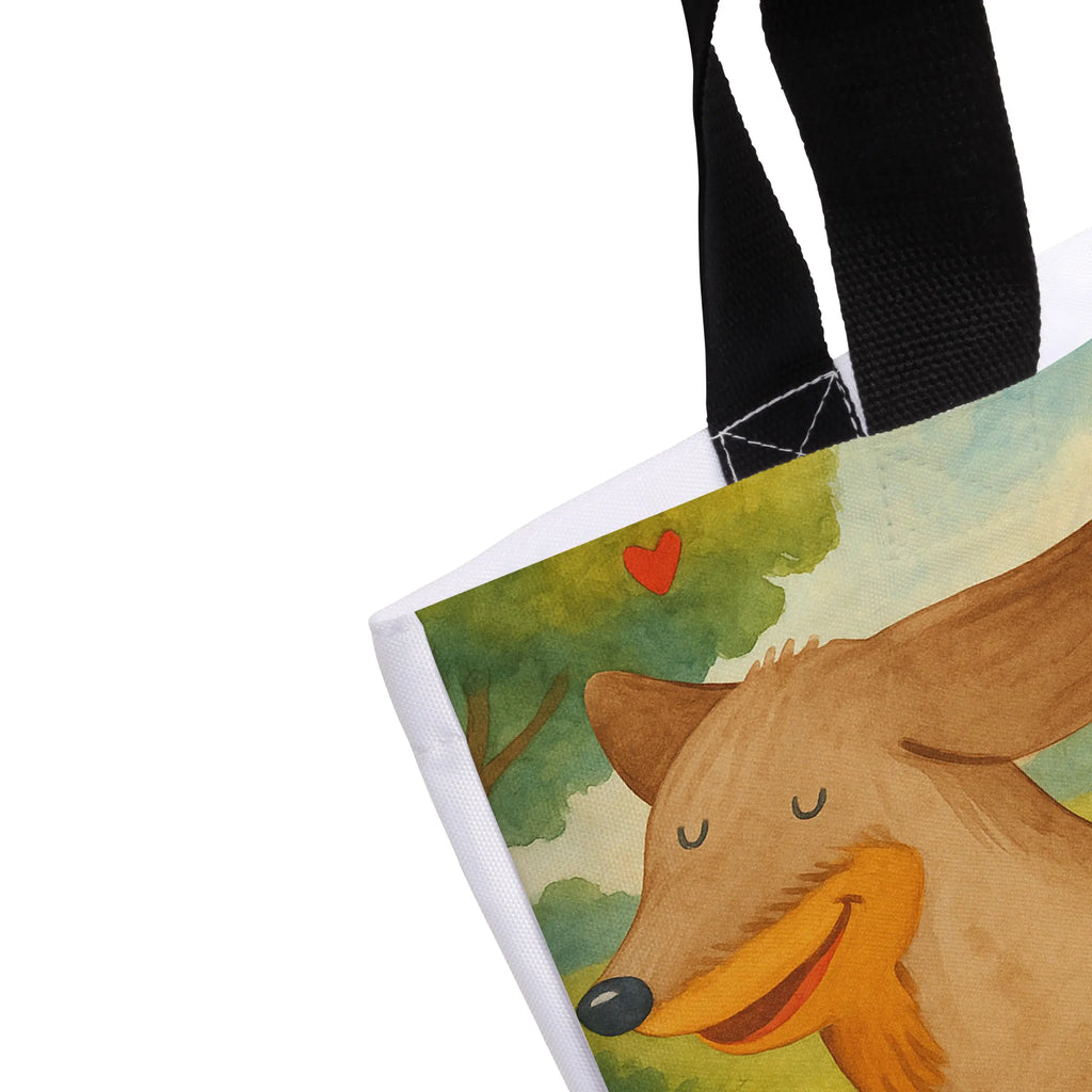 Shopper Hund Dackel Design Alltagstasche, Beutel, Tasche, Shopper, Freizeittasche, Strandtasche, Einkaufstasche, Einkaufsbeutel, Schulbeutel, Tragebeutel, Schultasche, Hund, Hundemotiv, Haustier, Hunderasse, Tierliebhaber, Hundebesitzer, Sprüche, Hunde, happy dog, Dachshund, Dackel