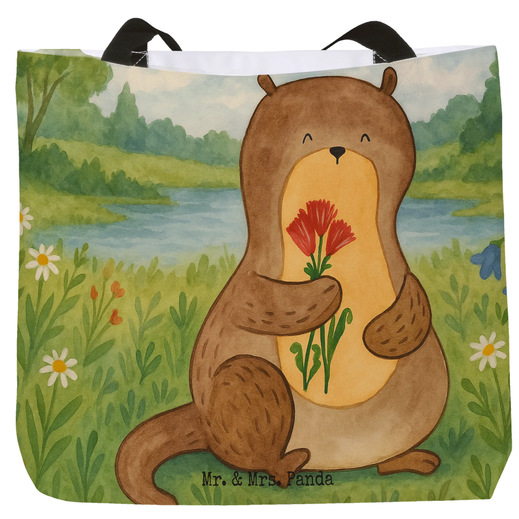 Shopper otter Bunch of flowers Design Tragebeutel, Tasche, Shopper, Schulbeutel, Einkaufstasche, Freizeittasche, Einkaufsbeutel, Strandtasche, Beutel, Alltagstasche, Schultasche, Otter, Fischotter, Seeotter, Otter Seeotter See Otter