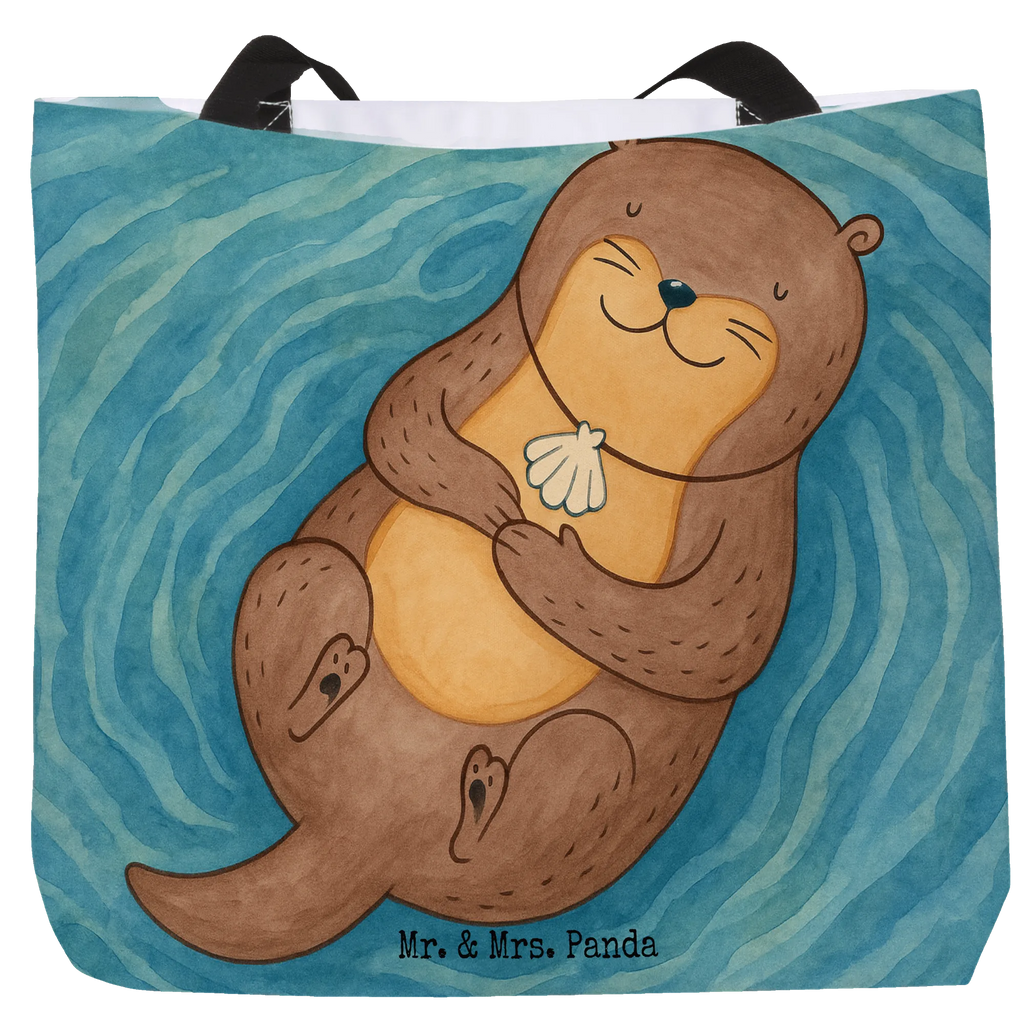 Shopper otter shell Design Strandtasche, Schultasche, Einkaufsbeutel, Einkaufstasche, Shopper, Beutel, Tragebeutel, Tasche, Schulbeutel, Alltagstasche, Freizeittasche, Otter, Fischotter, Seeotter, grübeln, Tagträumen, Otterliebe, träumen, Büro, Motivation