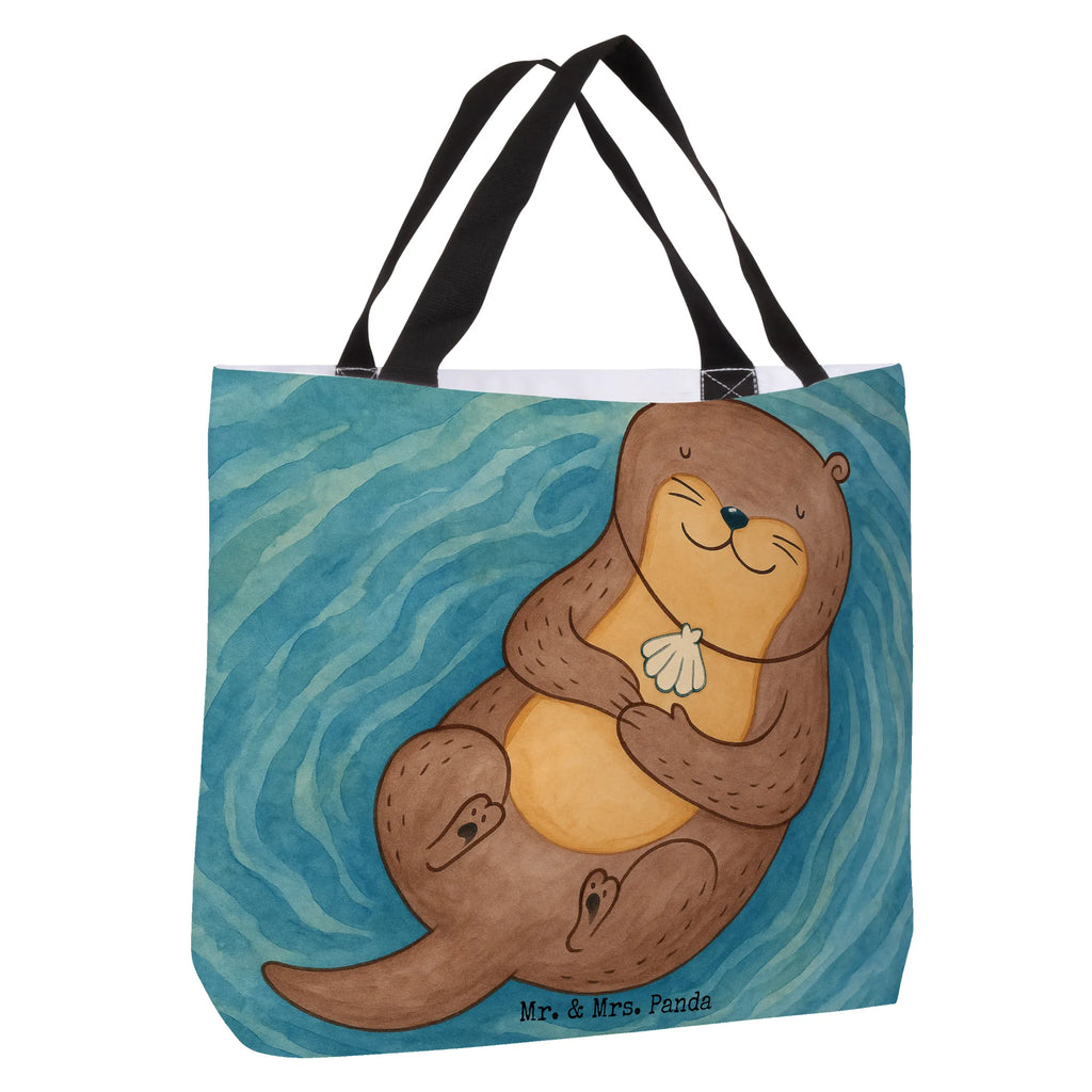 Shopper otter shell Design Strandtasche, Schultasche, Einkaufsbeutel, Einkaufstasche, Shopper, Beutel, Tragebeutel, Tasche, Schulbeutel, Alltagstasche, Freizeittasche, Otter, Fischotter, Seeotter, grübeln, Tagträumen, Otterliebe, träumen, Büro, Motivation