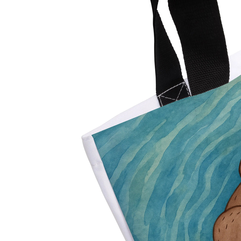 Shopper otter shell Design Strandtasche, Schultasche, Einkaufsbeutel, Einkaufstasche, Shopper, Beutel, Tragebeutel, Tasche, Schulbeutel, Alltagstasche, Freizeittasche, Otter, Fischotter, Seeotter, grübeln, Tagträumen, Otterliebe, träumen, Büro, Motivation