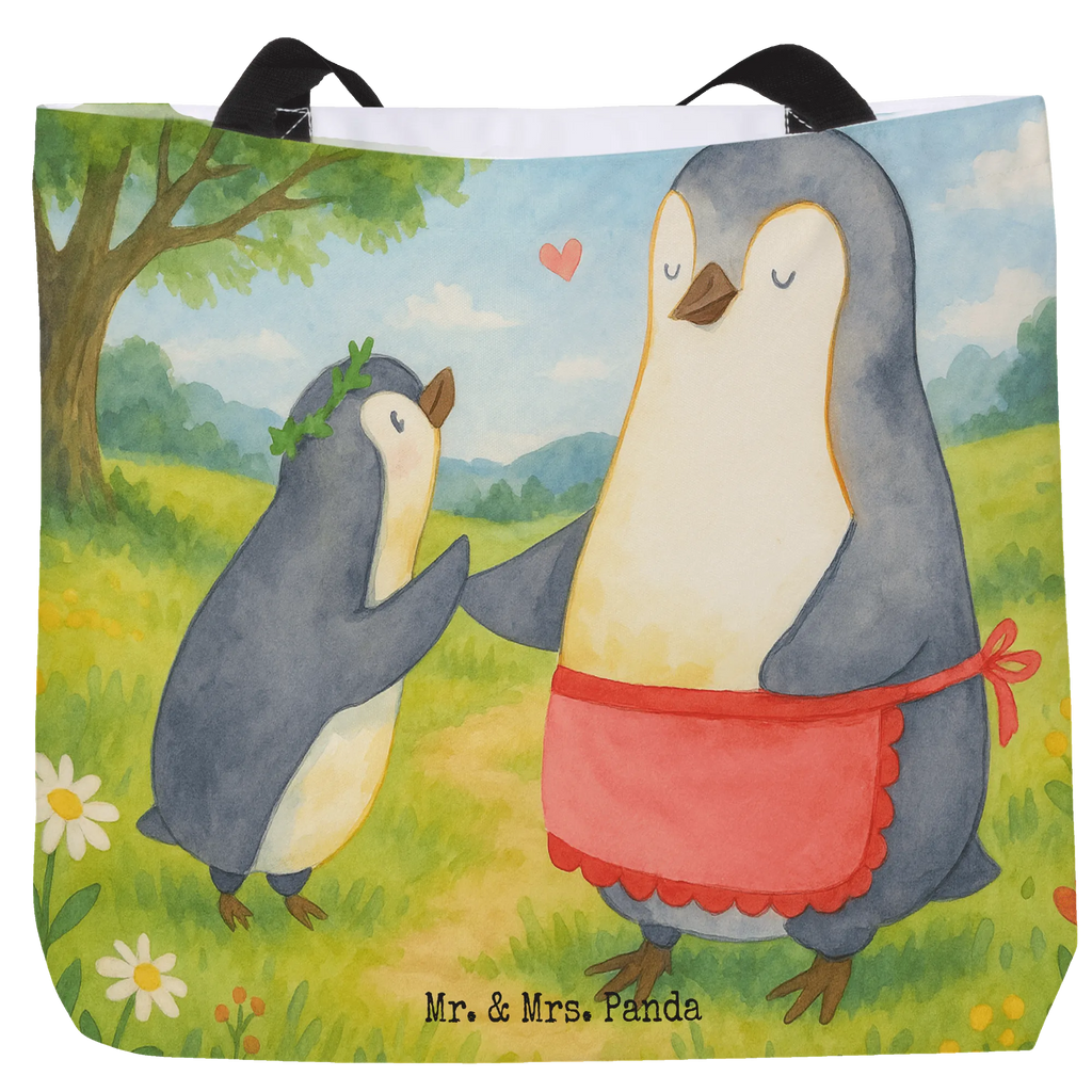 Shopper Pinguin mit Kind Design Beutel, Einkaufstasche, Tasche, Strandtasche, Einkaufsbeutel, Shopper, Schultasche, Freizeittasche, Tragebeutel, Schulbeutel, Alltagstasche, Familie, Vatertag, Muttertag, Bruder, Schwester, Mama, Papa, Oma, Opa, Geschenk, Mami, Mutti, Mutter, Geburststag