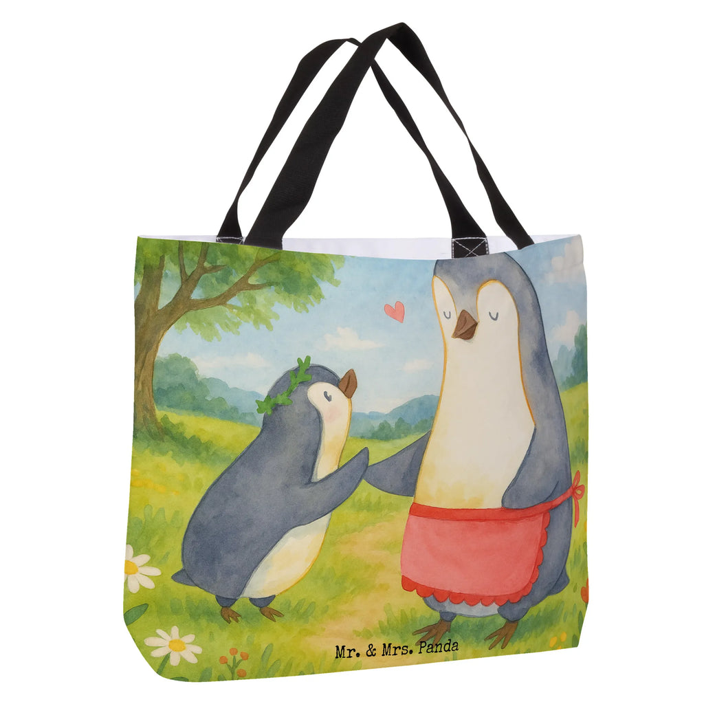 Shopper Pinguin mit Kind Design Beutel, Einkaufstasche, Tasche, Strandtasche, Einkaufsbeutel, Shopper, Schultasche, Freizeittasche, Tragebeutel, Schulbeutel, Alltagstasche, Familie, Vatertag, Muttertag, Bruder, Schwester, Mama, Papa, Oma, Opa, Geschenk, Mami, Mutti, Mutter, Geburststag