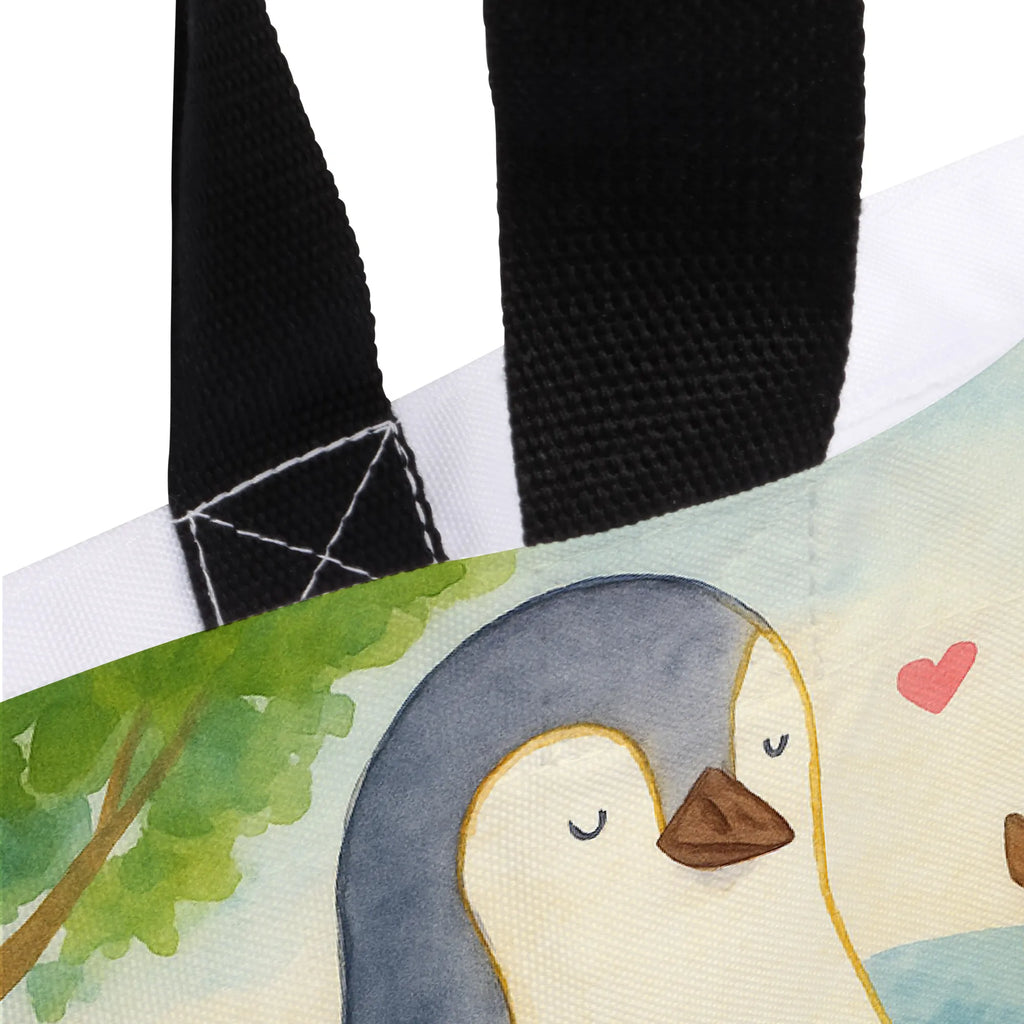 Shopper Pinguin mit Kind Design Beutel, Einkaufstasche, Tasche, Strandtasche, Einkaufsbeutel, Shopper, Schultasche, Freizeittasche, Tragebeutel, Schulbeutel, Alltagstasche, Familie, Vatertag, Muttertag, Bruder, Schwester, Mama, Papa, Oma, Opa, Geschenk, Mami, Mutti, Mutter, Geburststag
