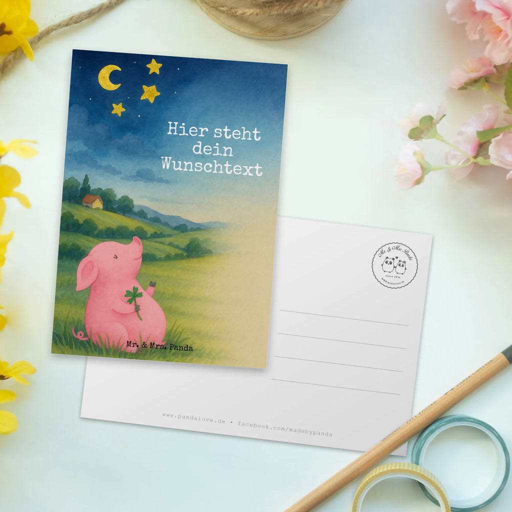 Personalised postcard świnia Szczęście Design Ansichtskarte mit Wunschtext, Postkarte mit Namen, Grußkarte mit Namen, Geschenkkarte mit Namen, Geschenkkarte mit Wunschtext, Einladung mit Wunschtext, Grußkarte mit Wunschtext, Karte mit Namen, Einladung mit Namen, Postkarte personalisierbar, Karte mit Wunschtext, Postkarte mit Wunschtext, Postkarte bedrucken, Ansichtskarte mit Namen, Tiermotive, Gute Laune, lustige Sprüche, Tiere, Sernchen, Motivation, Schweinchen, Sterne, Glücksbringer, Träume, Schwein, Glücksschwein. Glück, Ziele