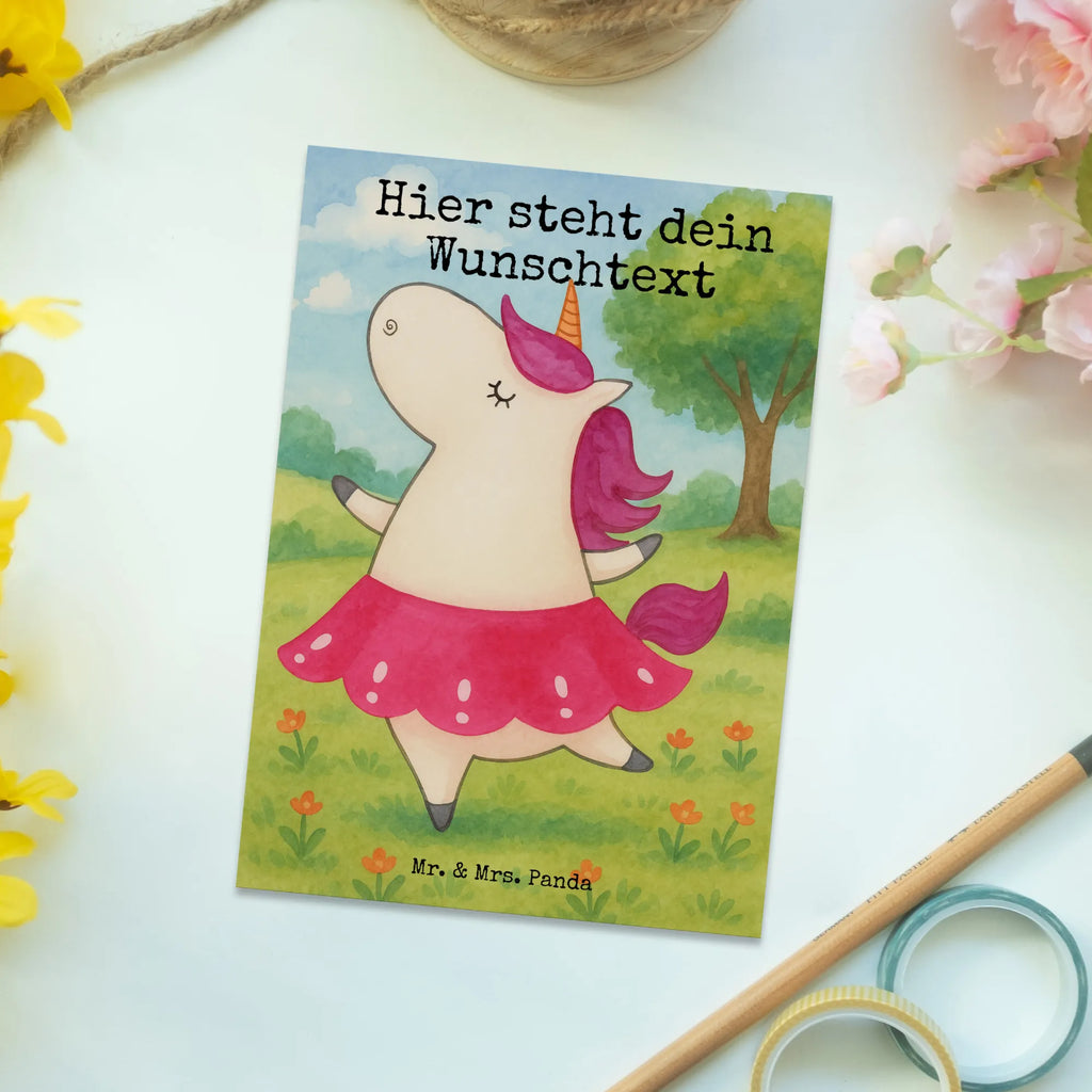 Personalisierte Postkarte Einhorn Ballerina Design Geschenkkarte mit Wunschtext, Ansichtskarte mit Wunschtext, Einladung mit Wunschtext, Postkarte personalisierbar, Postkarte bedrucken, Einladung mit Namen, Karte mit Namen, Karte mit Wunschtext, Grußkarte mit Wunschtext, Grußkarte mit Namen, Ansichtskarte mit Namen, Postkarte mit Namen, Postkarte mit Wunschtext, Geschenkkarte mit Namen, Einhorn, Einhörner, Einhorn Deko, Unicorn, Feiern, Lebensfreude, Lebenslust, Wohnung, Party, Tänzerin, Geburtstag, Ballerina, Spaß, Tanzen