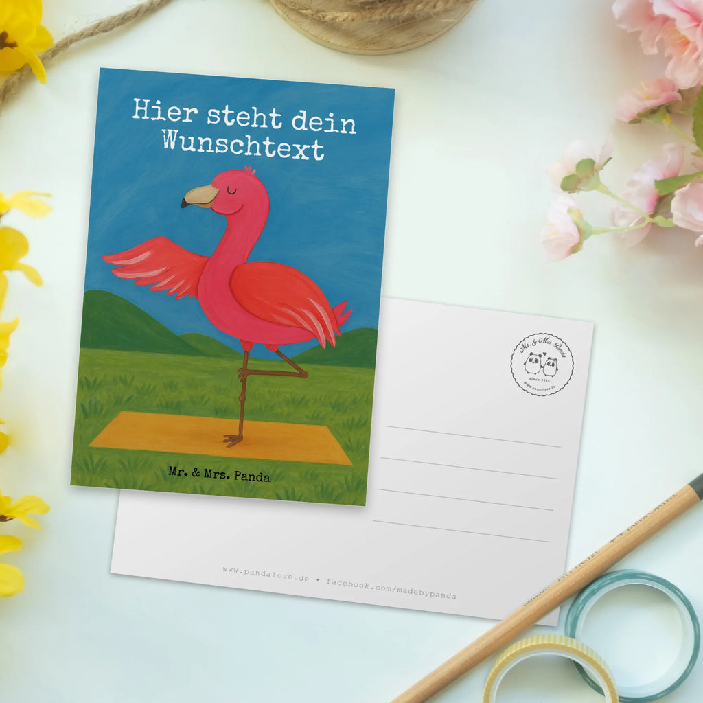 Personalised postcard flamingo yoga Design Karte mit Wunschtext, Karte mit Namen, Grußkarte mit Wunschtext, Ansichtskarte mit Wunschtext, Ansichtskarte mit Namen, Postkarte mit Wunschtext, Postkarte personalisierbar, Einladung mit Namen, Einladung mit Wunschtext, Geschenkkarte mit Namen, Postkarte bedrucken, Geschenkkarte mit Wunschtext, Grußkarte mit Namen, Postkarte mit Namen, Flamingo, Achtsamkeit, Ärger, Vogel, Aufregen, Yoga-Übung, Yoga, Tiefenentspannung, Entspannung, Namaste