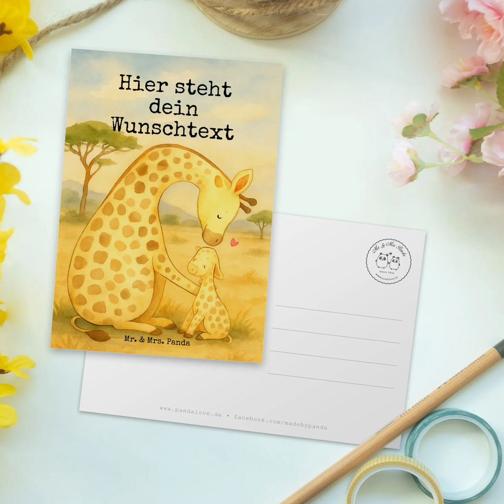 Personalisierte Postkarte Giraffe Kind Design Ansichtskarte mit Wunschtext, Ansichtskarte mit Namen, Grußkarte mit Namen, Geschenkkarte mit Namen, Karte mit Namen, Geschenkkarte mit Wunschtext, Postkarte mit Wunschtext, Grußkarte mit Wunschtext, Einladung mit Namen, Einladung mit Wunschtext, Postkarte Personalisierbar, Karte mit Wunschtext, Postkarte mit Namen, Postkarte Bedrucken, Wildtiere, Afrika, Mama, Lieblingsmensch, Mutter, Giraffe, Kind, Sohn, Tochter