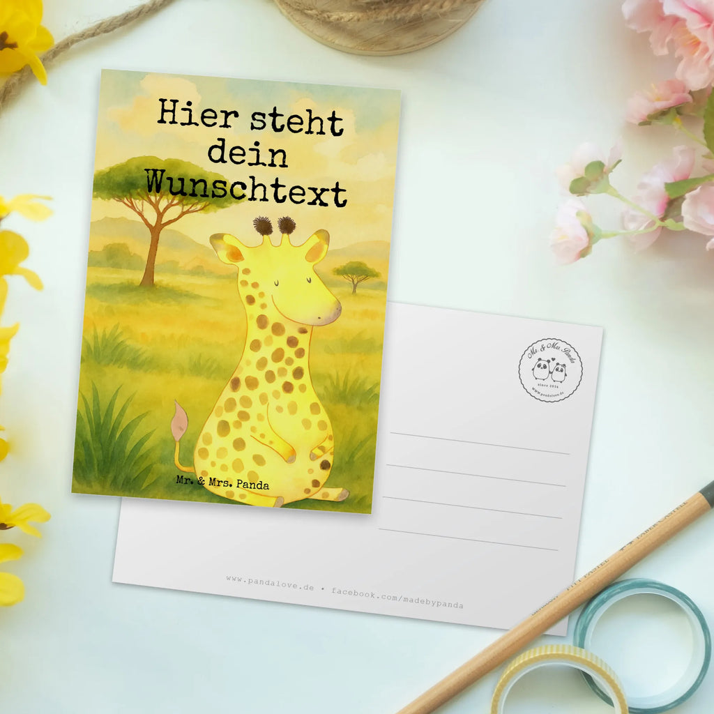Personalised postcard giraffe Satisfied Design Postkarte bedrucken, Postkarte personalisierbar, Einladung mit Wunschtext, Geschenkkarte mit Namen, Karte mit Wunschtext, Postkarte mit Wunschtext, Ansichtskarte mit Namen, Postkarte mit Namen, Ansichtskarte mit Wunschtext, Grußkarte mit Wunschtext, Karte mit Namen, Einladung mit Namen, Grußkarte mit Namen, Geschenkkarte mit Wunschtext, Afrika, Wildtiere, Giraffe, Zufrieden, Abenteuer, Glück