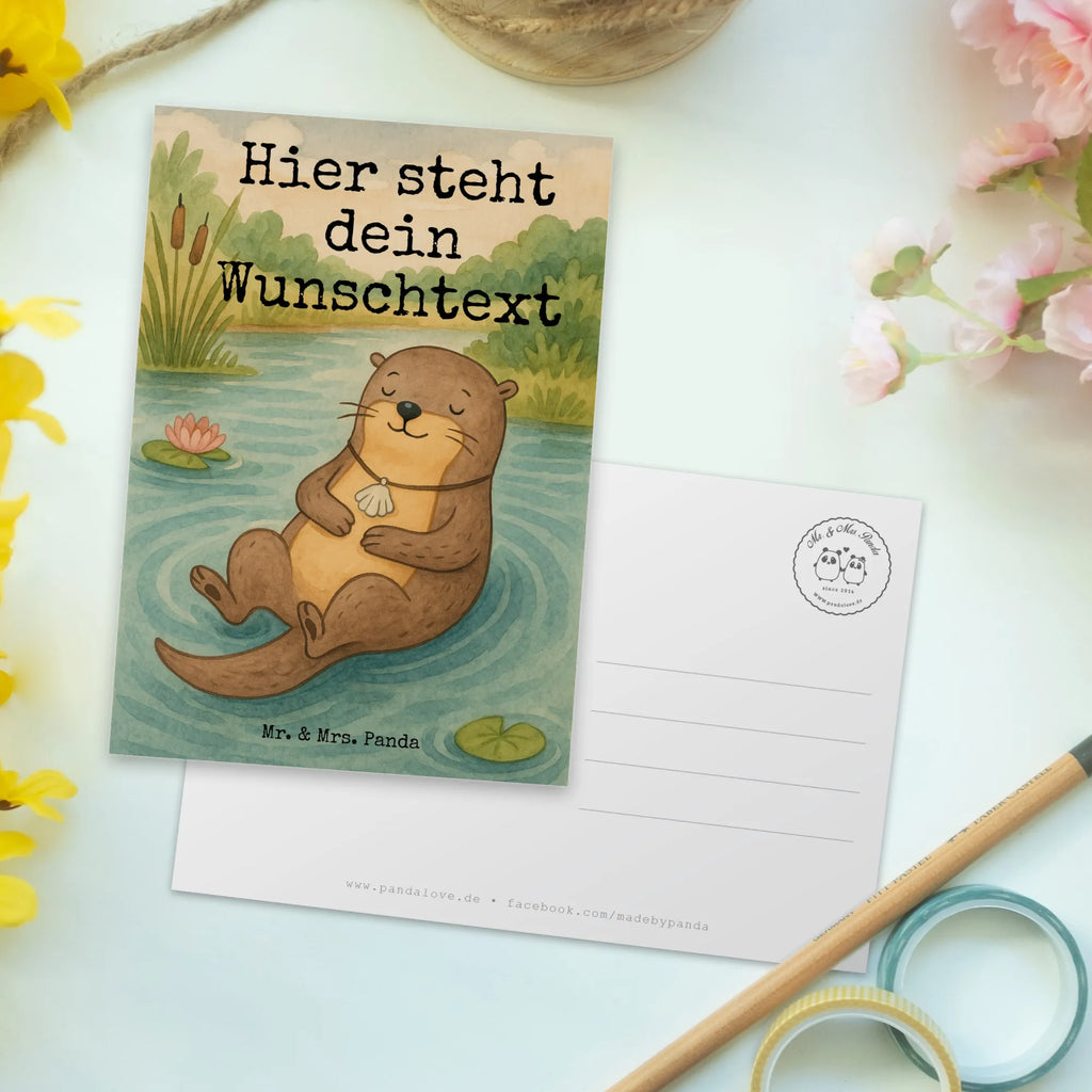 Personalised postcard wydra muszla Design Postkarte mit Namen, Grußkarte mit Wunschtext, Karte mit Wunschtext, Einladung mit Wunschtext, Grußkarte mit Namen, Ansichtskarte mit Namen, Karte mit Namen, Ansichtskarte mit Wunschtext, Postkarte personalisierbar, Einladung mit Namen, Geschenkkarte mit Namen, Postkarte mit Wunschtext, Geschenkkarte mit Wunschtext, Postkarte bedrucken, Otter, Fischotter, Seeotter, träumen, Büro, Tagträumen, grübeln, Otterliebe, Motivation