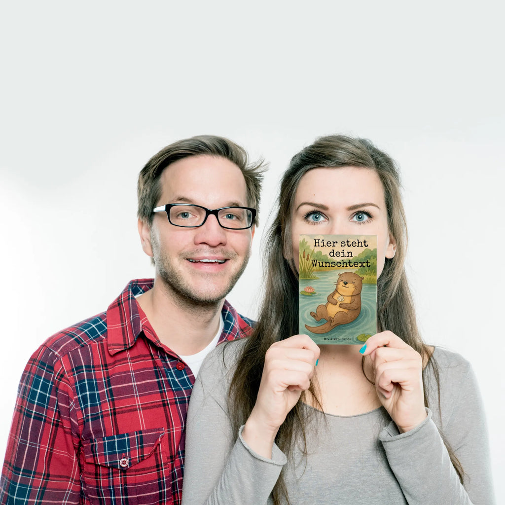 Personalised postcard wydra muszla Design Postkarte mit Namen, Grußkarte mit Wunschtext, Karte mit Wunschtext, Einladung mit Wunschtext, Grußkarte mit Namen, Ansichtskarte mit Namen, Karte mit Namen, Ansichtskarte mit Wunschtext, Postkarte personalisierbar, Einladung mit Namen, Geschenkkarte mit Namen, Postkarte mit Wunschtext, Geschenkkarte mit Wunschtext, Postkarte bedrucken, Otter, Fischotter, Seeotter, träumen, Büro, Tagträumen, grübeln, Otterliebe, Motivation