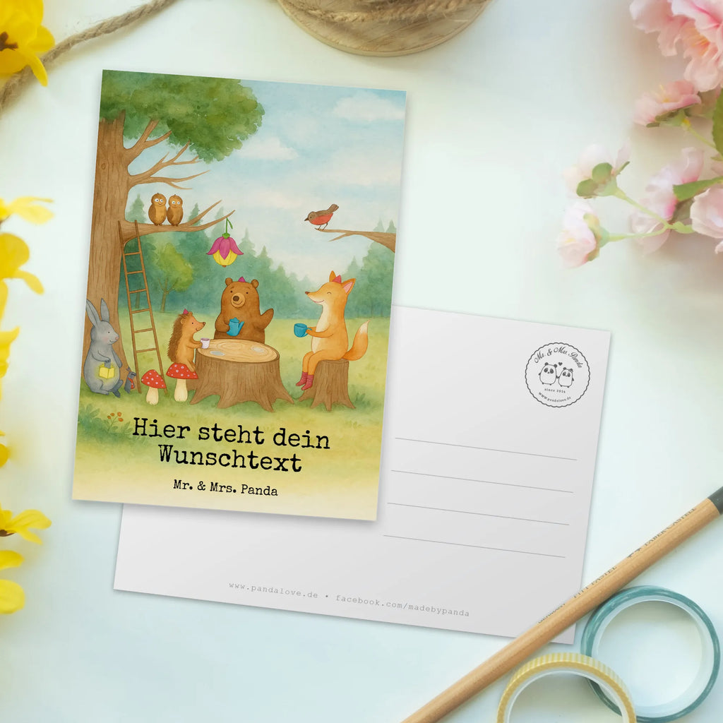 Personalised postcard zwierzęta leśne piknik Design Postkarte mit Namen, Grußkarte mit Namen, Geschenkkarte mit Wunschtext, Postkarte personalisierbar, Einladung mit Wunschtext, Einladung mit Namen, Grußkarte mit Wunschtext, Ansichtskarte mit Wunschtext, Postkarte bedrucken, Karte mit Wunschtext, Karte mit Namen, Postkarte mit Wunschtext, Ansichtskarte mit Namen, Geschenkkarte mit Namen, Tiermotive, Gute Laune, lustige Sprüche, Tiere, Maus, Fuchs, Waldtiere, Igel, Eichhörnchen, Picknick, Hase, Wald