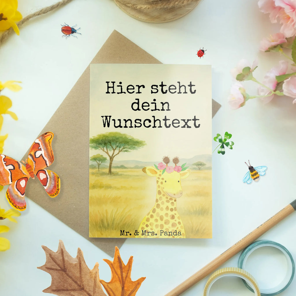 Personalised greetings card żyrafa Wieniec kwiatów Design Personalisierte Hochzeitskarte, Grußkarte mit Namen, Grußkarten personalisiert, Personalisierte Karte, Grußkarte als Geldgeschenk, Personalisierte Glückwunschkarte, Personalisierte Grußkarte, Personalisierte Einladungskarte, Grußkarte selber drucken, Grußkarte selbst gestalten, Personalisierte Geburtstagskarte, Personalisiertere Klappkarte, Grußkarte mit persönlichen Nachrichten, Afrika, Wildtiere, Freundin, Abenteurer, Blumenkranz, Giraffe, Selbstliebe