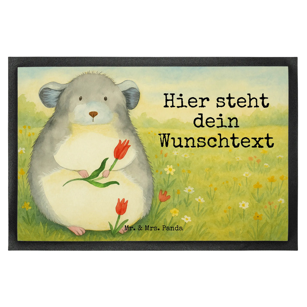 Personalisierte Fußmatte Chinchilla Blume Design Fußmatte bedrucken, Haustürmatte personalisiert, Personalisierte Fußmatte, Türvorleger mit Namen, Wunschnamen, Fußmatte mit Namen, Türvorleger personalisiert, Bedrucken, Namensfussmatte, Personalisieruung, Personalisiert, Tiermotive, Gute Laune, lustige Sprüche, Tiere, Depressionen, Büroalltag, traurig sein, Glücklichsein, Chinchilla, Büro, Chinchillas, Chaos, Liebeskummer, Kummer