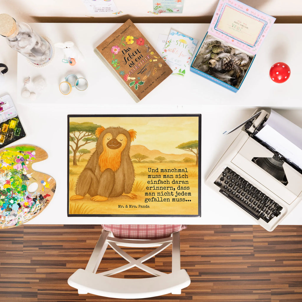 Schreibtischunterlage Affe Design Schreibunterlage, Schreibtischauflage, Bürobedarf, Büroartikel, Schreibwaren, Schreibtisch Unterlagen, Schreibtischunterlage Groß, Afrika, Wildtiere, Affe, Äffchen, Affen, Selbstliebe, Respekt, Motivation, Selbstachtung, Liebe, Selbstbewusstsein, Selfcare