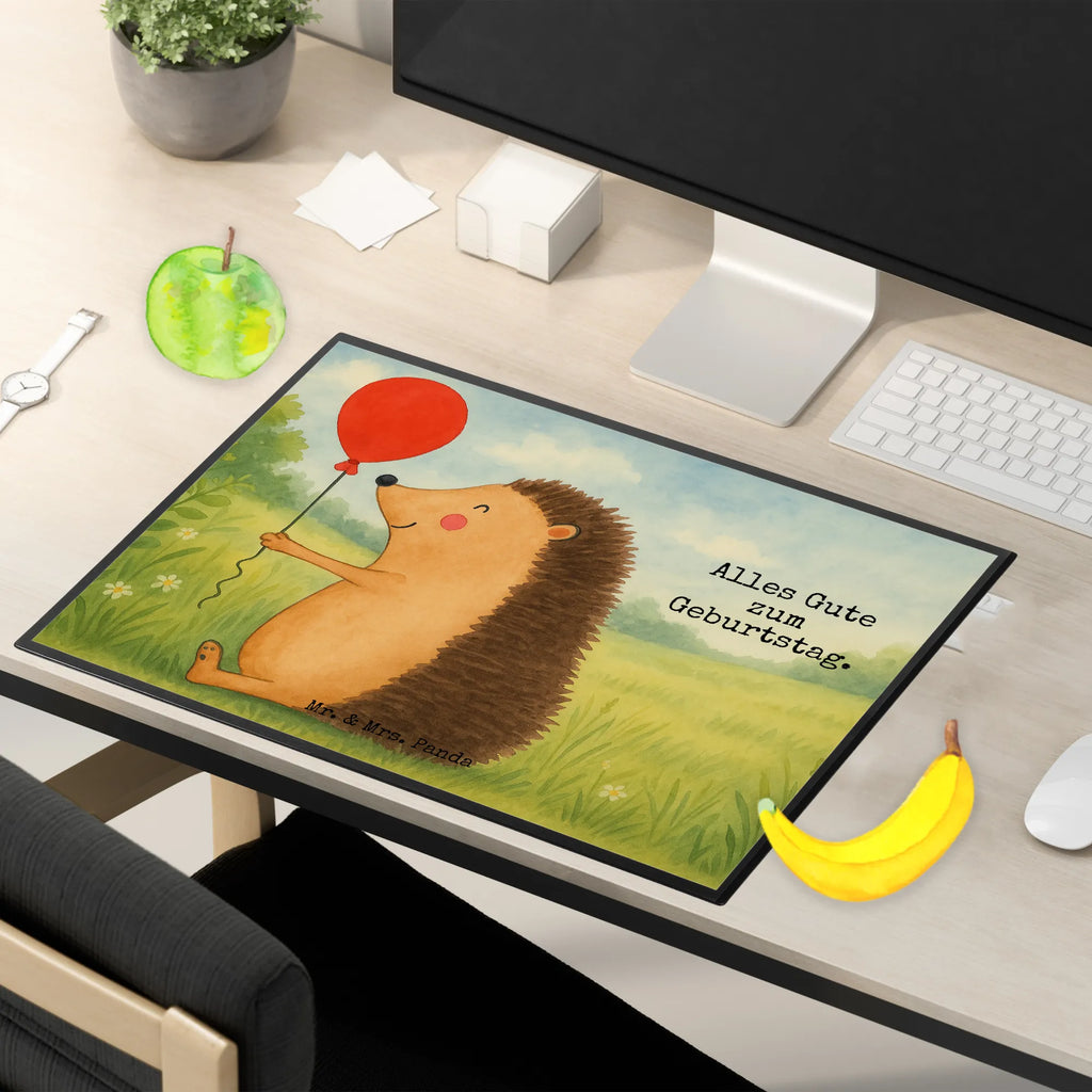Desk pad Hedgehog balloon Design Schreibunterlage, Schreibtischauflage, Bürobedarf, Büroartikel, Schreibwaren, Schreibtisch Unterlagen, Schreibtischunterlage Groß, Tiermotive, Gute Laune, lustige Sprüche, Tiere, Igel, Geburtstag, Herzlichen Glückwunsch, Glückwunsch, Geburtstagskind, Ballon, Happy Birthday