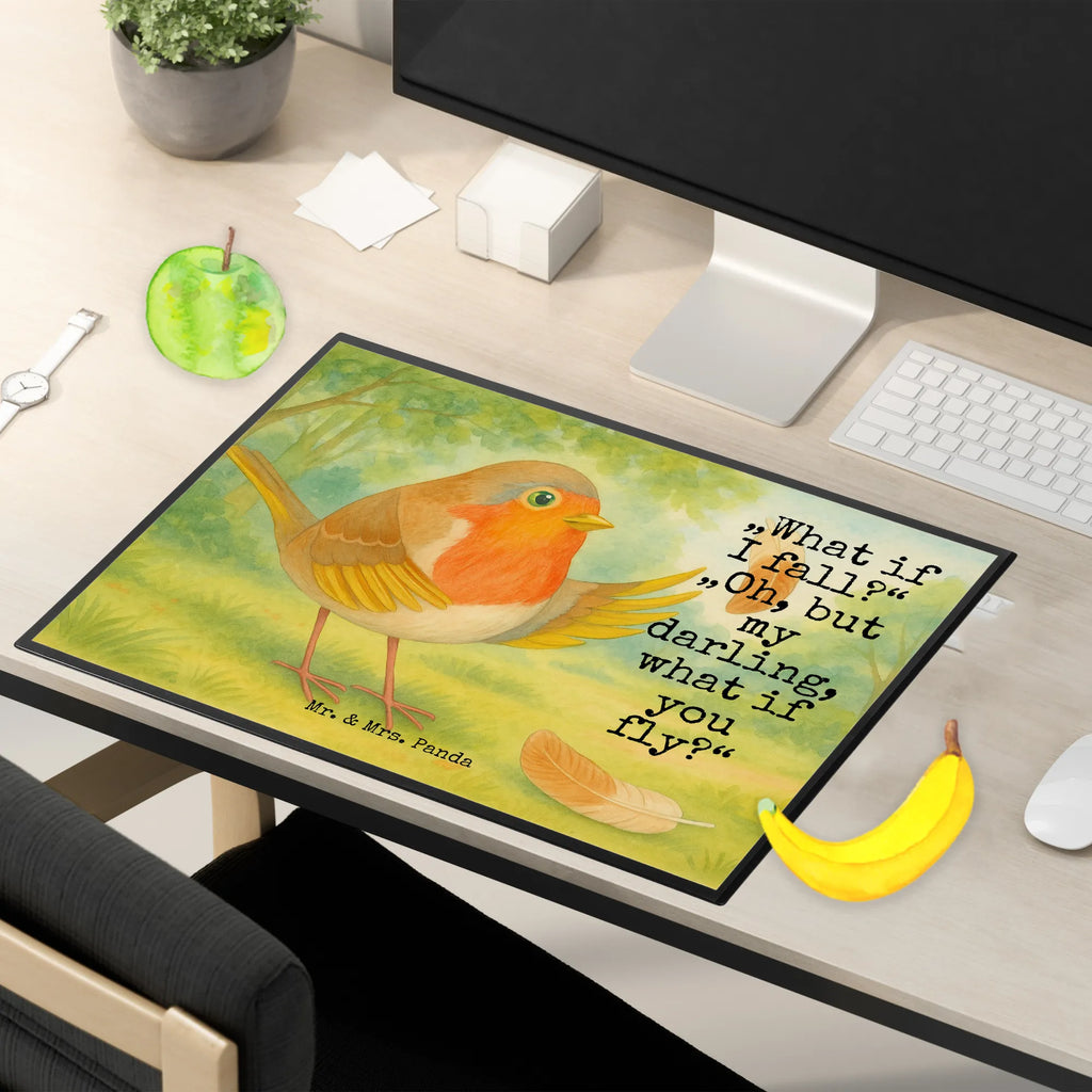 Podkładka na biurko rudzik Pióra Design Schreibtischunterlage Groß, Schreibwaren, Schreibtisch Unterlagen, Schreibtischauflage, Bürobedarf, Büroartikel, Schreibunterlage, Tiermotive, Gute Laune, lustige Sprüche, Tiere, Spruch Mut, fliegen, Motivationsbilder, Rotkehlchen, Motivation Sprüche, Spruch Motivation, Vogel, What if i fall