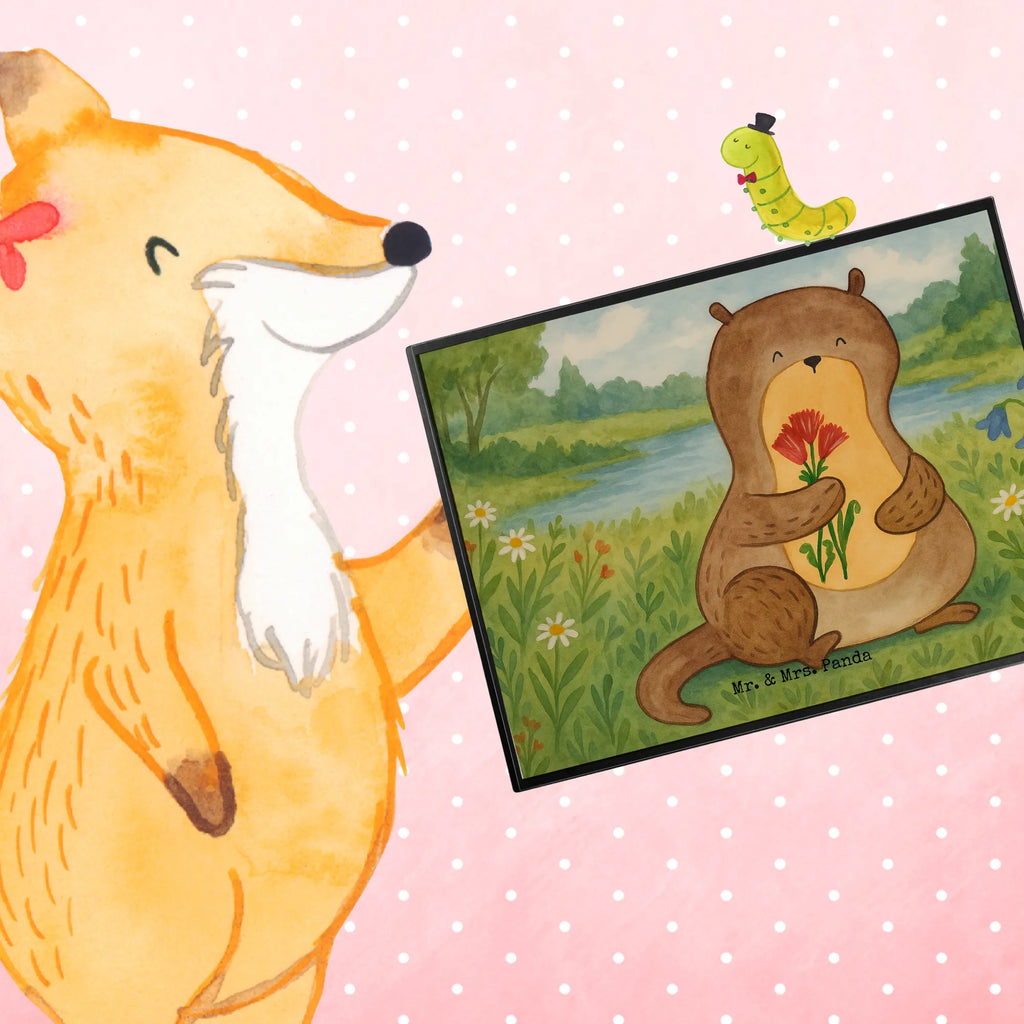 Podkładka na biurko wydra bukiet kwiatów Design Schreibtisch Unterlagen, Schreibtischauflage, Schreibtischunterlage Groß, Schreibunterlage, Bürobedarf, Schreibwaren, Büroartikel, Otter, Fischotter, Seeotter, Otter Seeotter See Otter